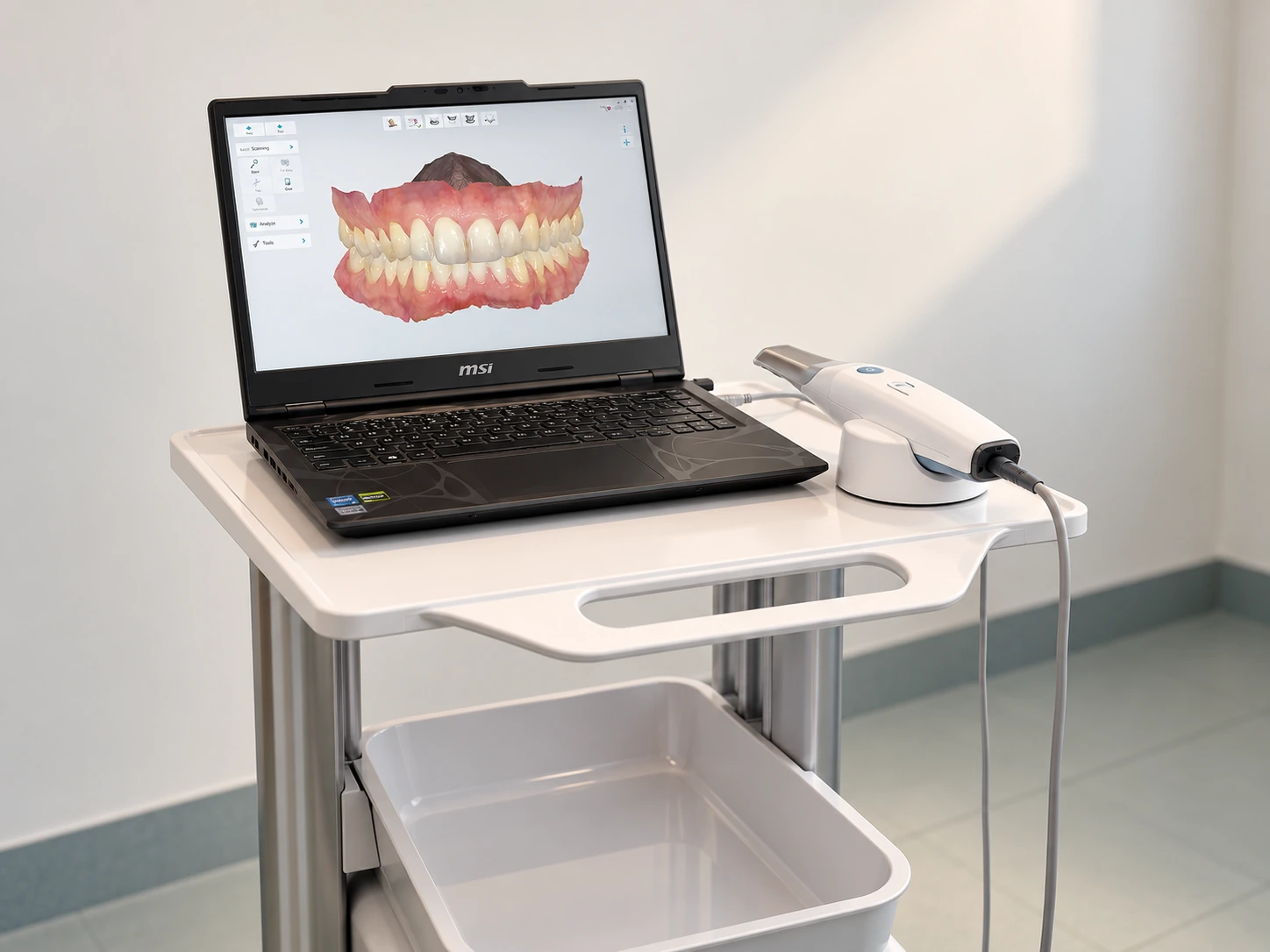 Scanner intraorale 3D con la scansione digitale delle arcate sullo schermo